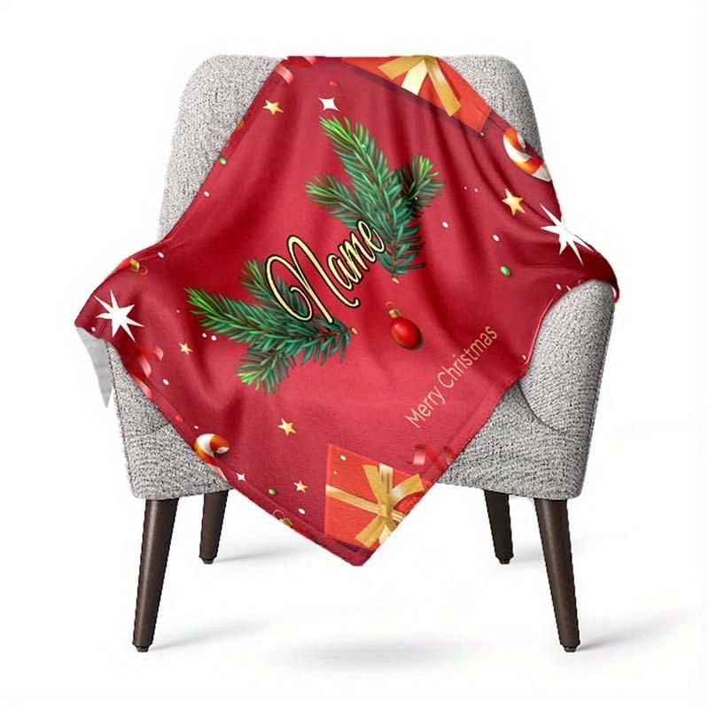 Christmas Deer Tree Customized Your Name Blanket Warm Comfortable Soft Blanket For Chair Office Sofa Bed Sofa Office Camping Suitable For Gifting