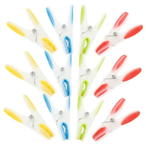 

NUOLUX Cute Clothespins, Futon Clips, Set of 12, Four Colors, for Clothes Drying, Windproof and Non-Slip, Plastic, for Home Use, Ideal for Single Wome