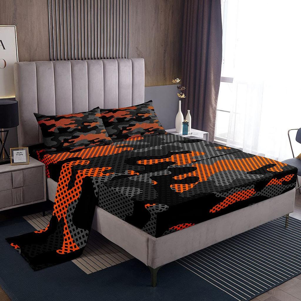 Camouflage Personalized Pattern Bed Hat Four-Piece Bedding Set Bedroom Dormitory Bedding Decoration