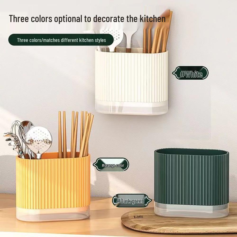 Wall-Mounted Chopstick and Spoon Holder Basket
