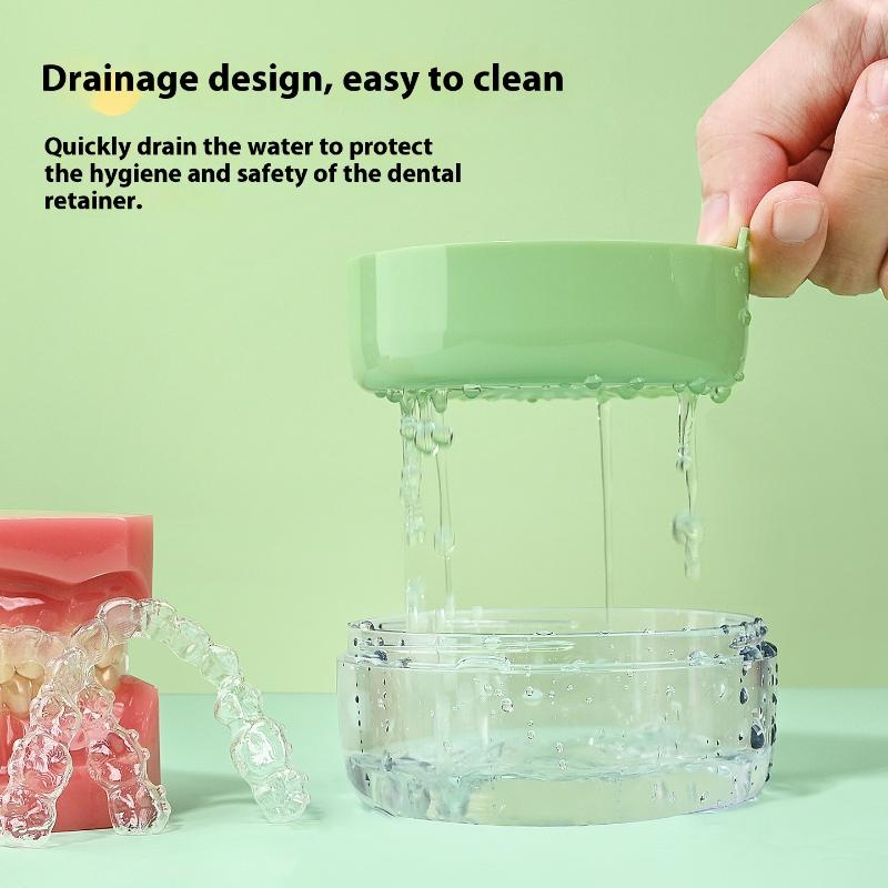 Double Layer Retainer Braces Storage Box Soaking Invisible Teeth Denture Cleaning Tooth Portable Storage Case