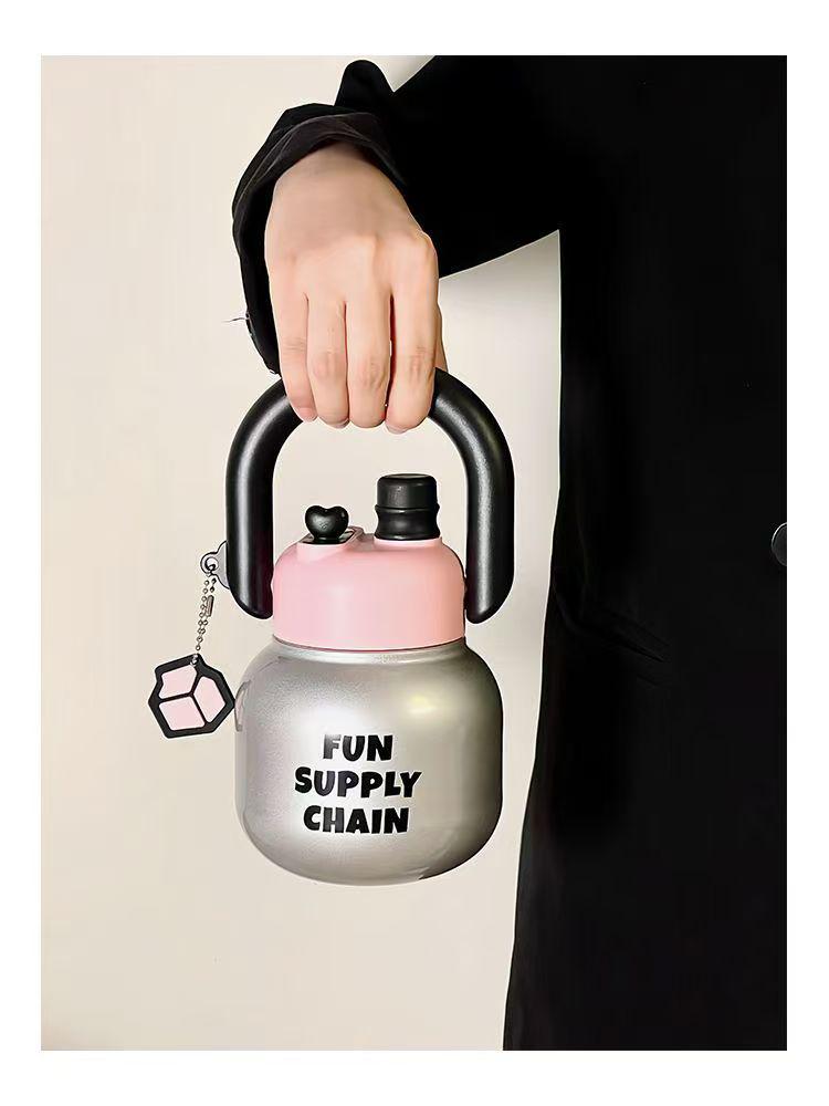 Linlin velkokapacitní přenosný termohrnek s dvojitým slámem