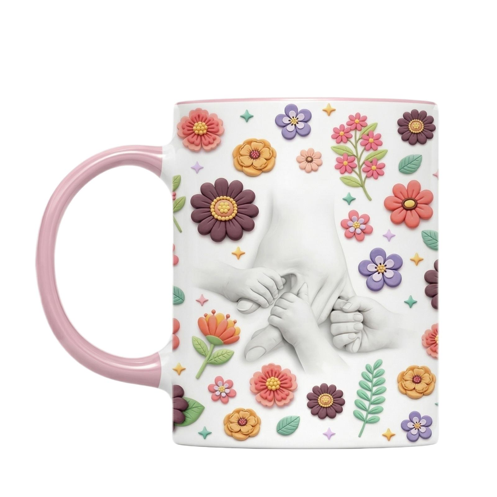 Holding Mum s Hand Floral Mug