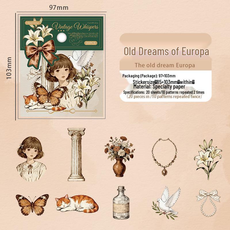 Retro Whispers Sticker Set: Vintage Illustration Journal & Collage Paper
