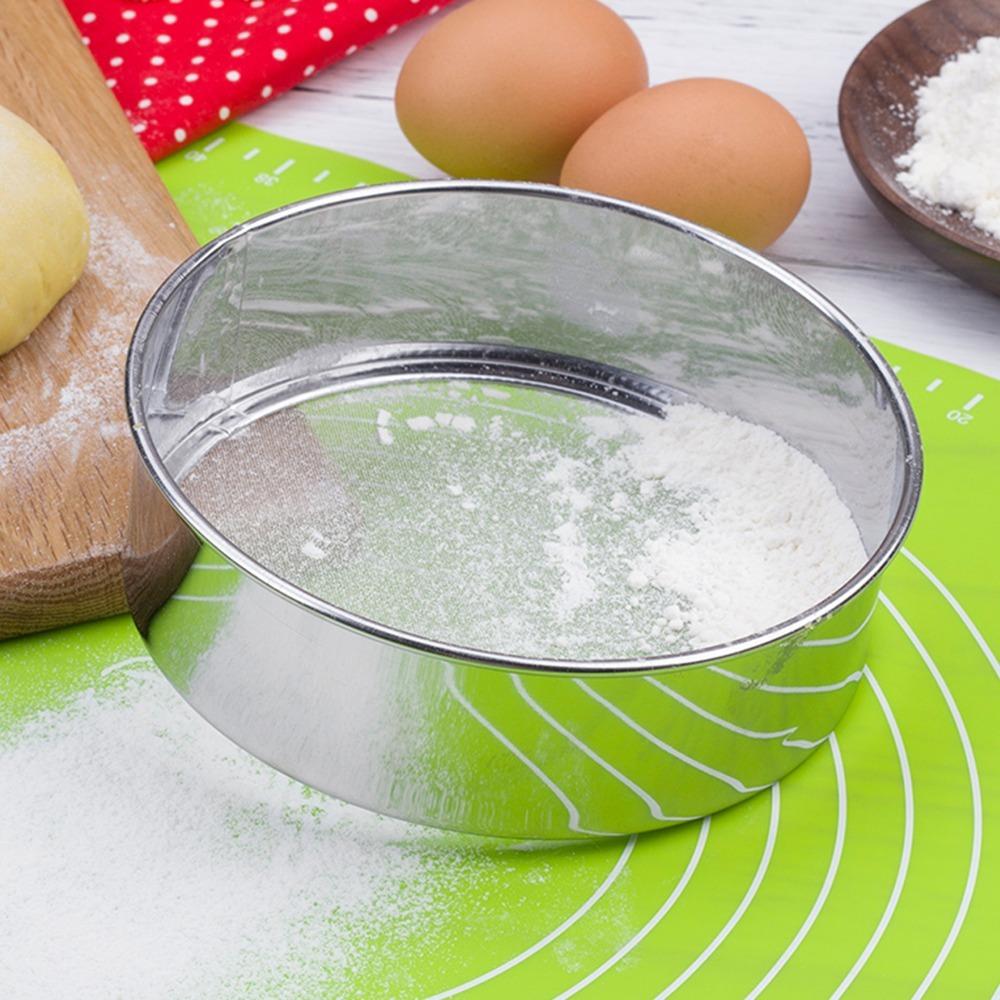 Round Stainless Steel Flour Sifter Stainless Steel Manual Flour Sifter  Baking Prep