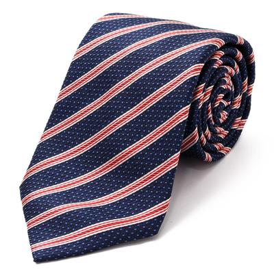 [Michiko London] Brand Necktie, Made In Japan, Italian Fabric, Silk Jacquard Weave, Regimental StripeDot Pattern, Business, Regular Size (B: Navy)