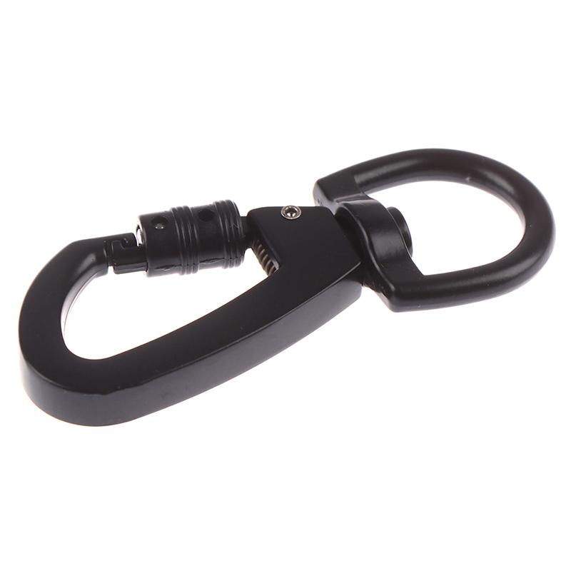 1Pc Outdoor D-Type Buckle Auto Locking Carabiner With Swivel Rotating Ring
