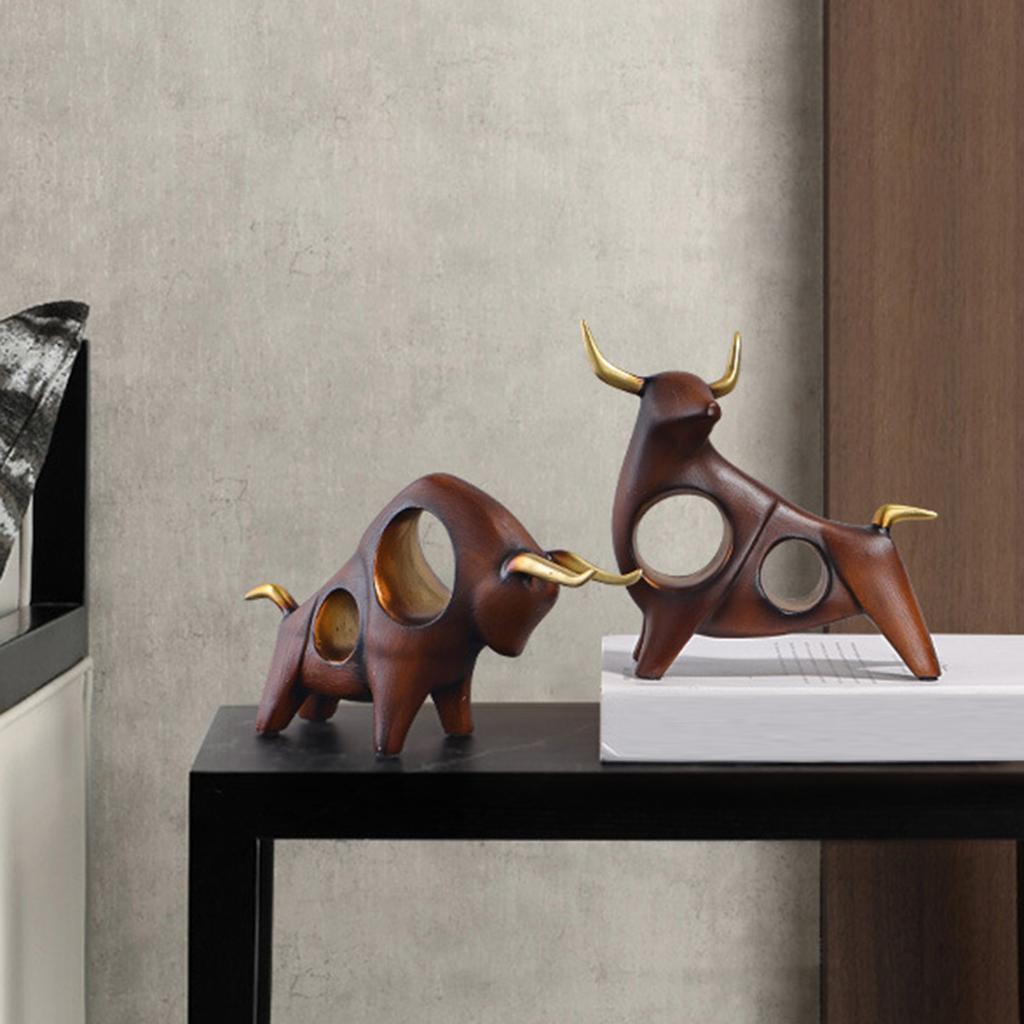 Resin Bull Sculpture Artist Graffiti Decor Modern Sculpture Present Home Office Shelf OX Figurine Bookcase Ornament Crafts