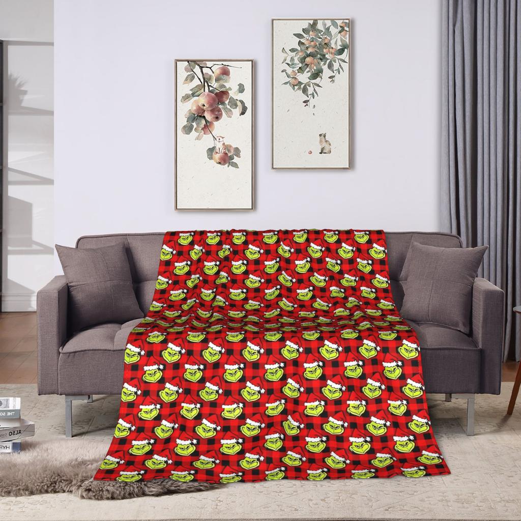 G-Grinchs Weihnachtsplaid Reisebüro Flanell Bettwäsche Überwürfe Für Schlafzimmer Super Weich Individuelle Qualität Tagesdecke Geschenkidee