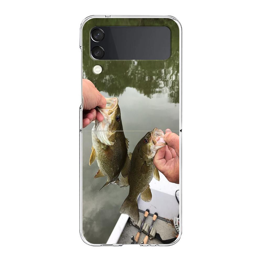 Fishing Phone Case For Samsung Galaxy Z Flip 3 4 5 Hard Folding Clear PC Bumper For Samsung Z Flip 6 Back Cover