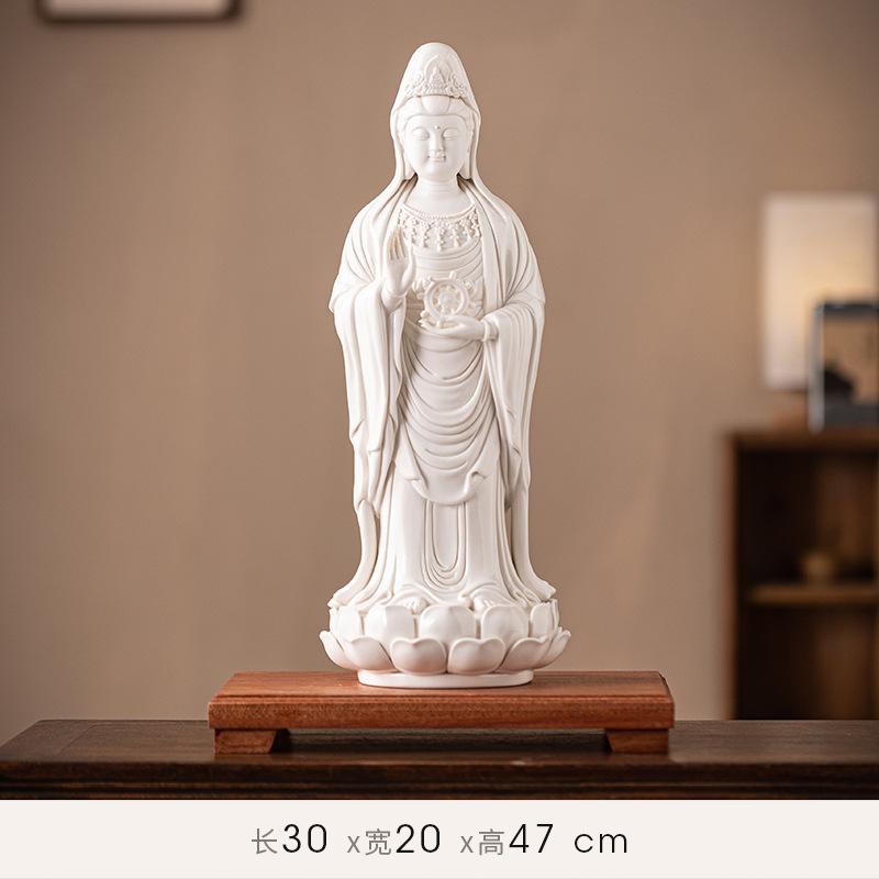 Chinese feng shui ceramic Nanhai Guanyin Bodhisattva statue standing Figure, great Compassion and mercy Guanyin Bodhisattva whit
