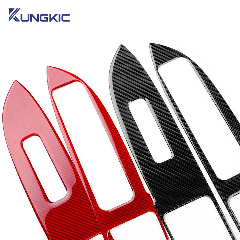 For Mitsubishi Outlander 2013-  Real Soft Carbon Fiber Sticker LHD RHD Car Window Lift Button Panel Interior Accessories