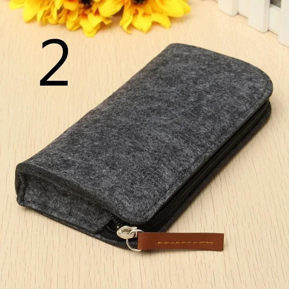 Retro Felt Pencil Pen Case Pouch Zipper Bag Portable Purse School Stationery Office Supplies Simple Style for Student Gift