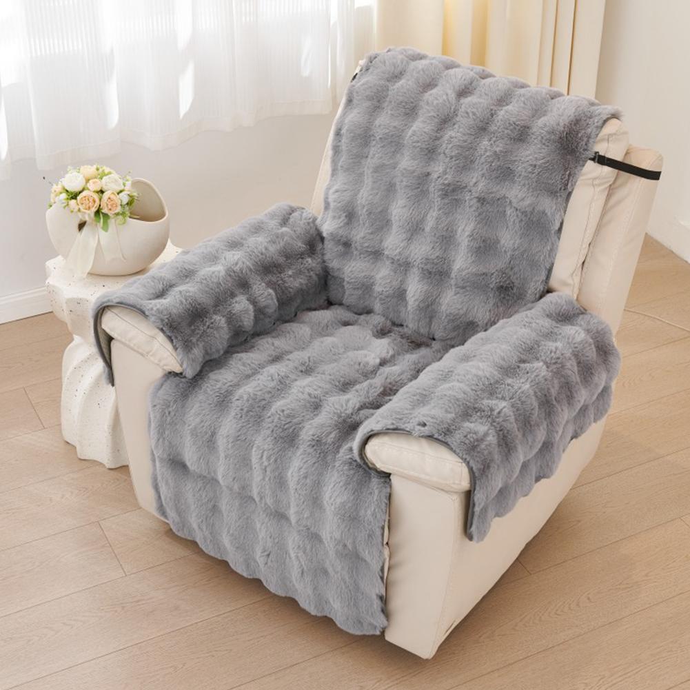 Soft Plush Armchair Cover Washable Recliner Single Sofa Warm Cushion Thicken Slipcover Chair Couch Protector Winter Padded Cover