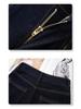Women's 2025 Dark Blue High-Waisted Straight-Leg Jeans - Loose, Floor-Length Wide-Leg Pants for Spring