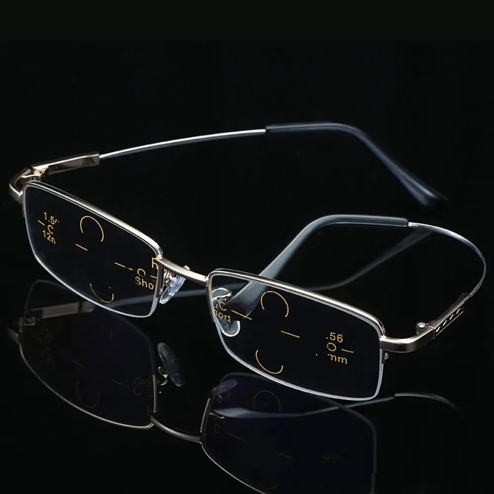 Square Eyeglasses Anti-Blue Light Reading Glasses Men Women Metal Optical Spectacle Eyeglass Progressive Near Far Glasses +1 ~+4