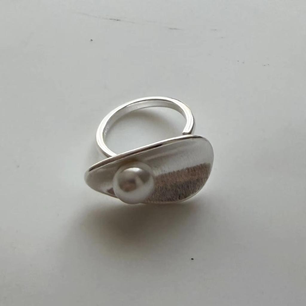 New Waterdrop Pearl Rings For Women Geometric Finger Adjustable Vintage Flower Pearl Ring For Party Birthday Jewelry Gift