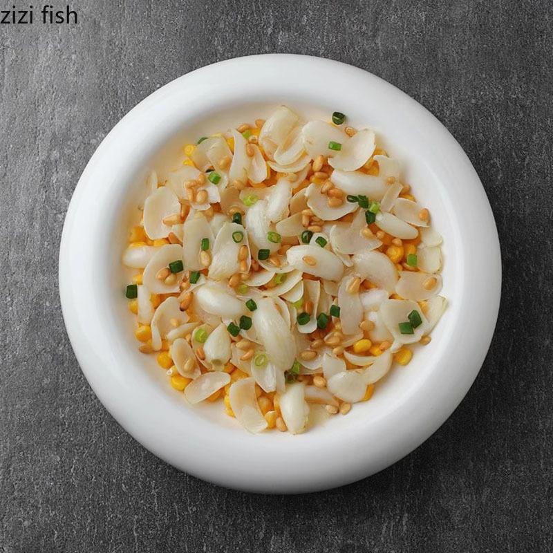 Pure White Ceramic Double-layer Plate Creative Circular Dessert Plate Pasta Plate Snack Plates Restaurant Specialty Tableware