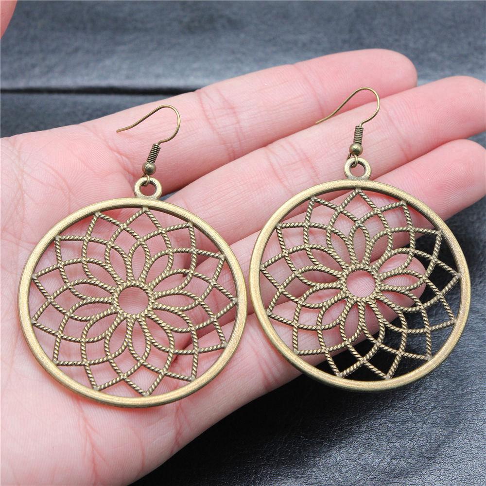 Hängeohrring Pflanze Blume des Lebens Minimalistischer Schmuck Komponenten Ohrringgröße 18x19mm QE020