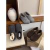 Gray Fluffy Shoes for Women In Winter, Single Shoes for One Pedal, Flat-soled Birkenstocks for Women, Plush Warm Beanie Cotton Shoes