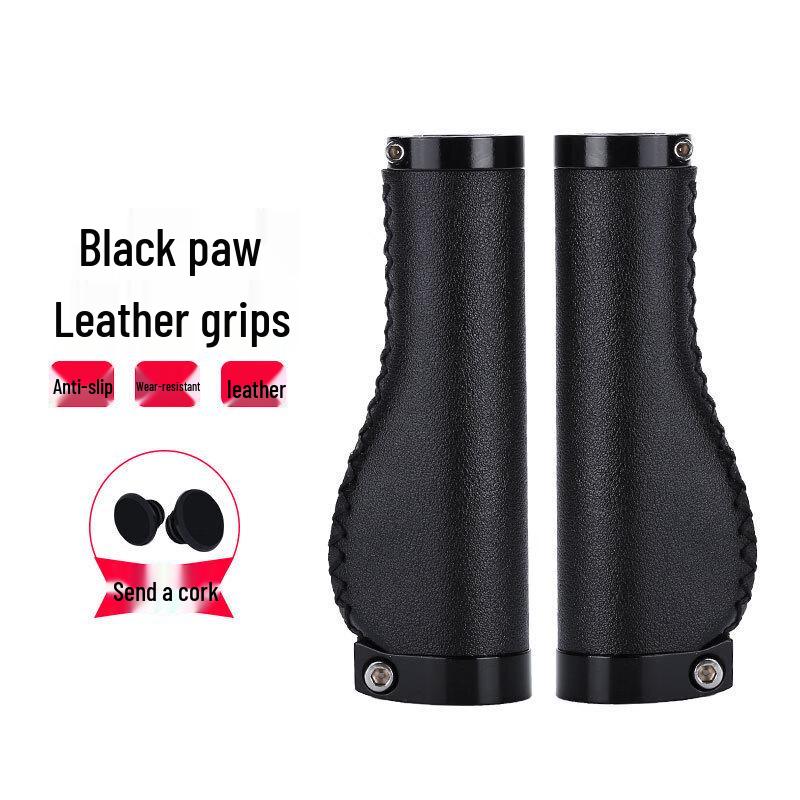 GEETHA Vintage Leather Ergonomic Bicycle Handlebar Grips One Size (Pair)