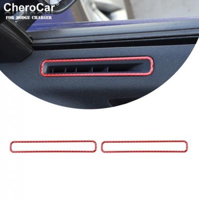 2X Front Door Air Outlet Ring Trim Decor for Dodge Charger 15+ Red Carbon Fiber