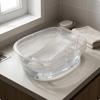 Laundry Basin Thickened Washboard Ribbed Hand Wash Tub for Household Use White L