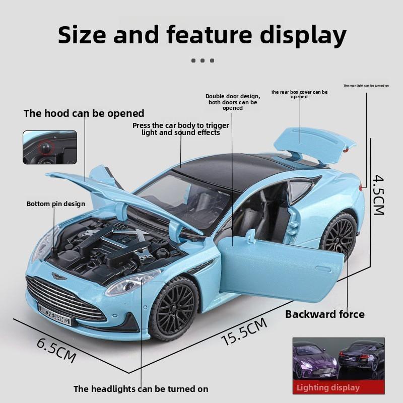Aston Martin Db12 Diecast Car Model With Lights And Sound For Kids Playroom