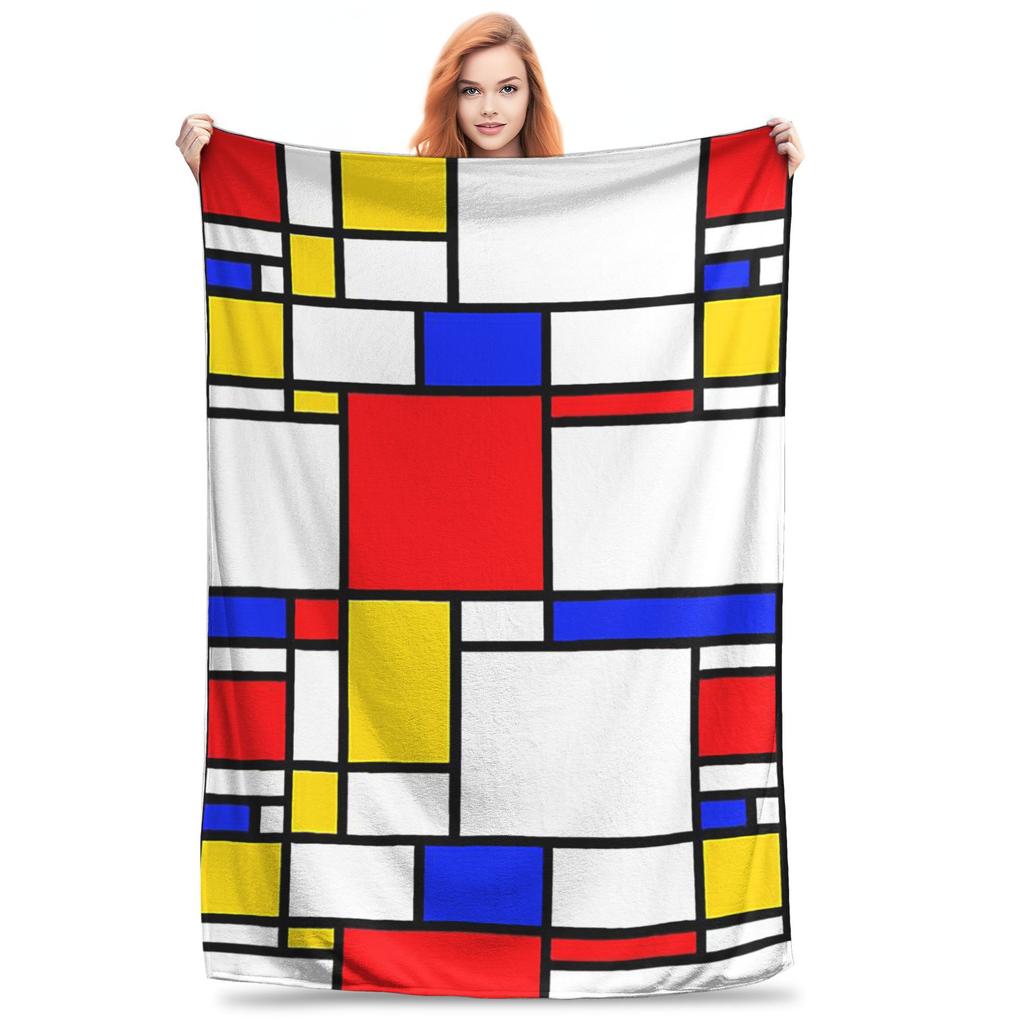 Mondrian Decken Atmungsaktive Flanell Sofa Überwurfdecke für Couch Bettwäsche Büro Überwürfe Tagesdecke Quilt