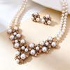 Retro Rhinestone Pearl Necklace & Earring Set for Women - Dress Accessories