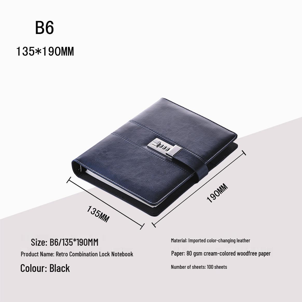 Записная книжка A5B5 с замком и сменными листами, на пароле - Линованные и чистые страницы