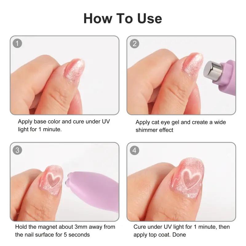 3-In-1 Love Snake Cat Eye Magnetic Diy Nail Art Tool Portable Manicure Detachable Durable Plastic Manicure Pedicure Stick