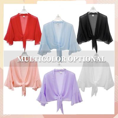 Chiffon Einfarbig Strickjacke, Sommer Schal Locker Elegante Bluse, Damen Dünner Sonnenschutz