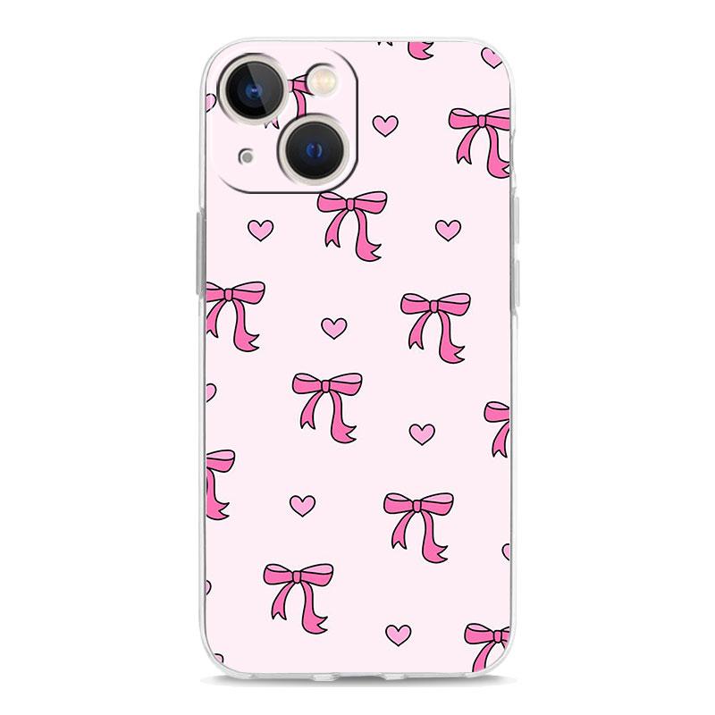 Phone Case For iPhone 17 Cases iPhone Air 16 15 12 13 14 Pro Max 7 8 Plus 16Pro iPhone11 Soft Cover Cute Pink Heart Bow