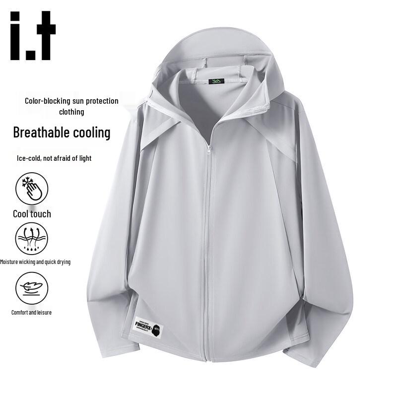 Fingercroxx IT Men s Color-block Hooded Sun Protection Jacket 4XL