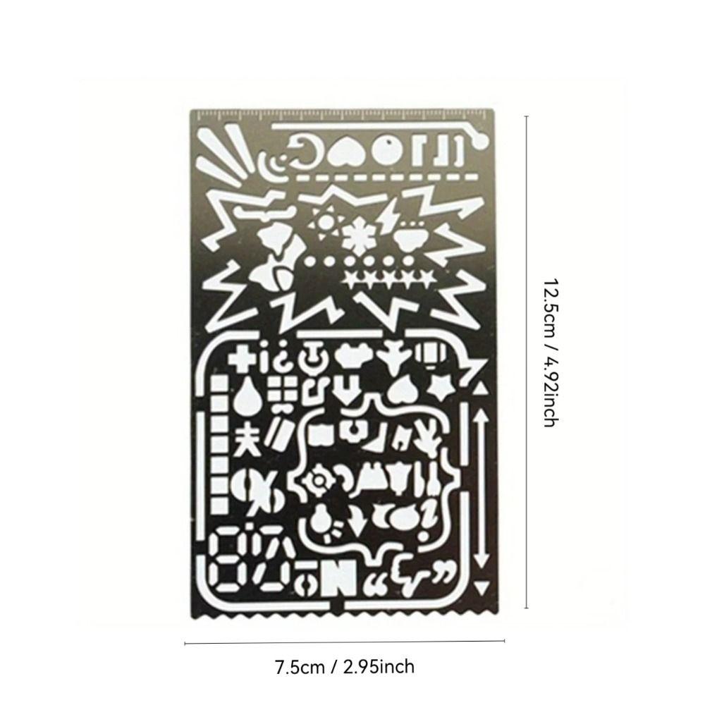 Règle Gabarit en Acier Inoxydable Règle à Dessin Double Face Nouvelle Règle Marque-Page Outil pour Carnet Journal