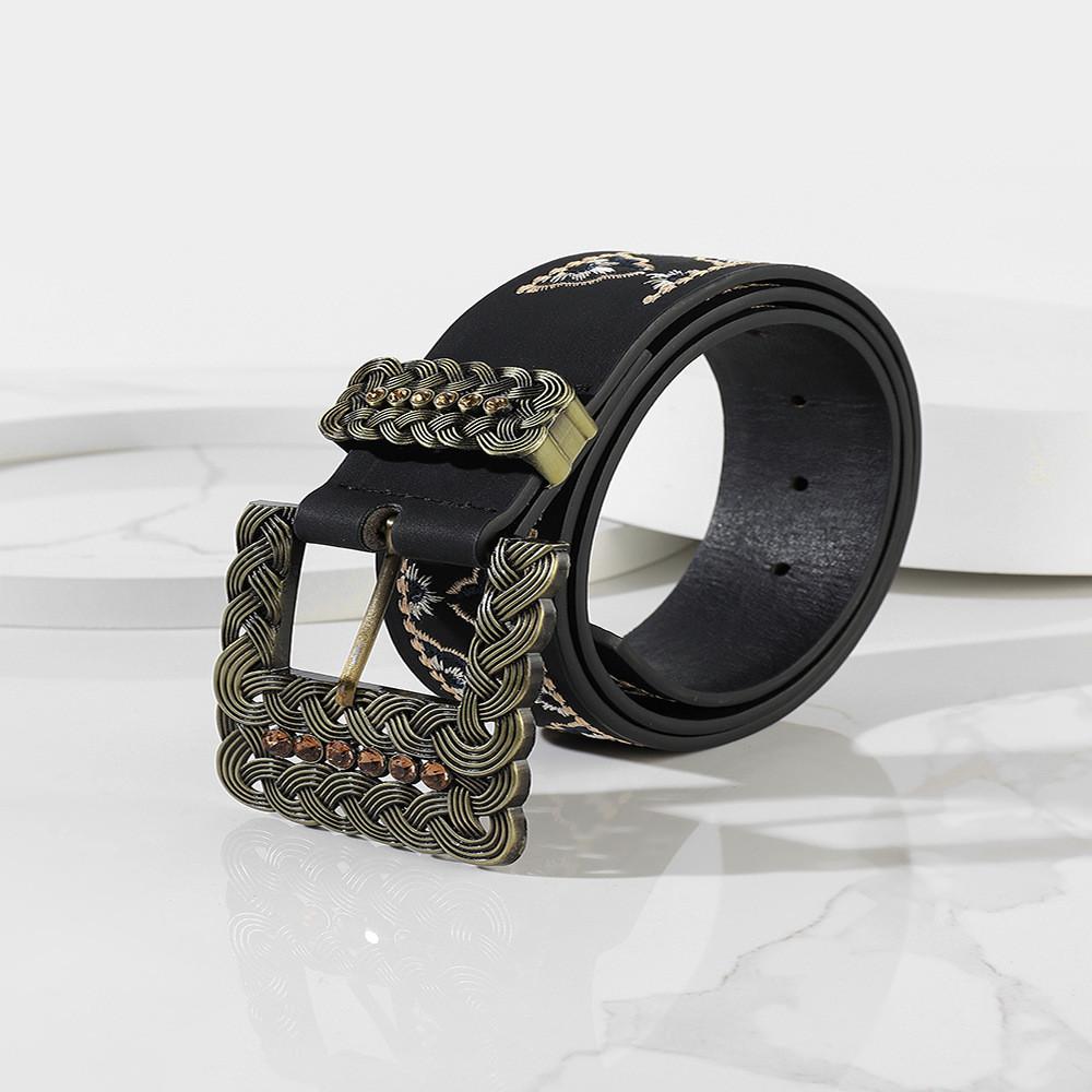 Faux Stylish Unisex Leather Belt With Metal Buckle Belt Paired With Jeans