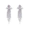 Simple and versatile face small AB diamond long fringed earrings