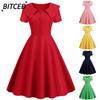 Fashion Summer Spring Solid Color Print Short Sleeve O-Neck Casual Dresses