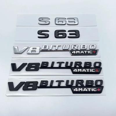 3D Písmena S63 S65 V12 Biturbo V8Biturbo 4matic+ ABS Znak pro Mercedes Benz W222 W223 Blatník Auta Kufr Samolepka