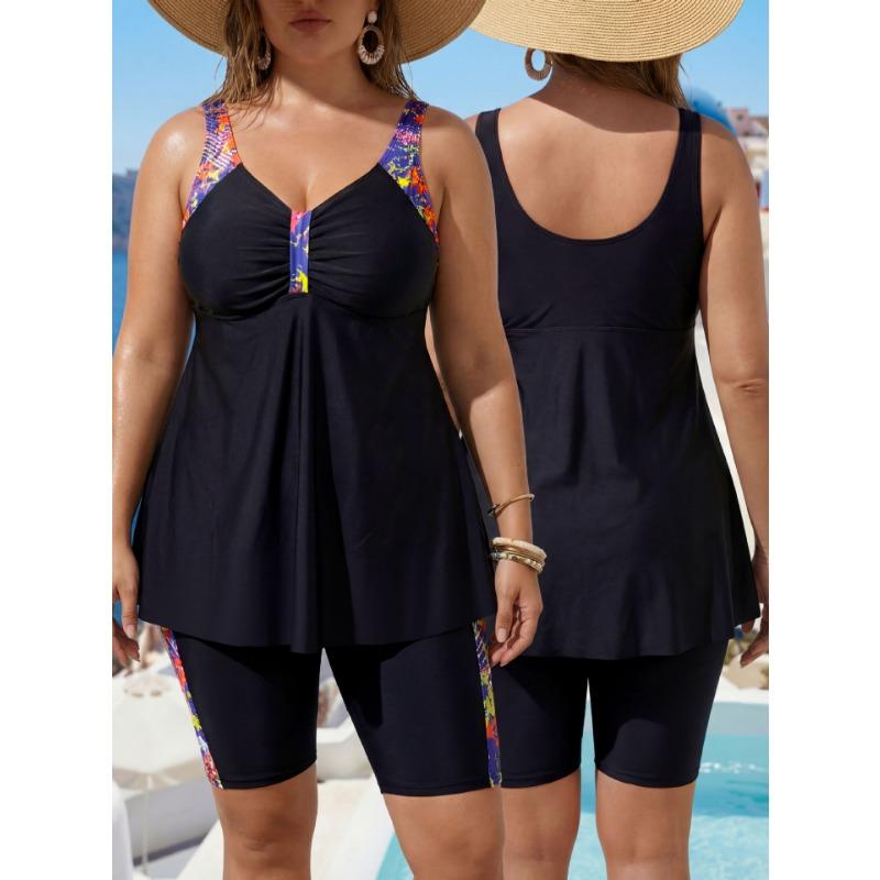 Dames Grote Maten Bedrukte Tankini Gesplitst Zwempak 6xl