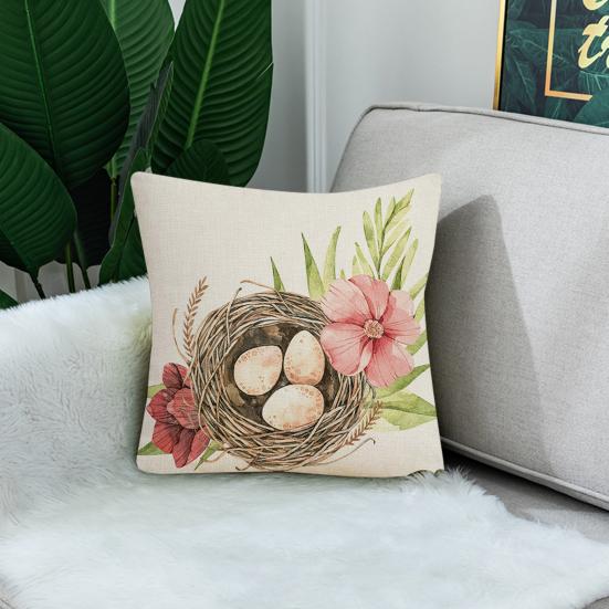 45x45CM Easter Pillow Case Bunny Egg Flower Boot Reusable Holiday Decoration Sofa Bedroom Square Throw Pillow Cushion Cover Festival Gift