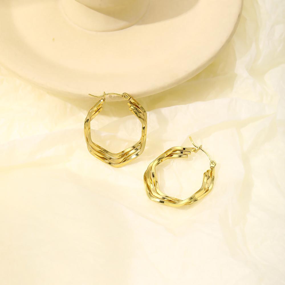 Fashion Personality Stainless Steel Stud Earrings High Light Luxury Square Geometric Earrings Femininity Niche Earrings