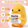 Positive Energy Duck Handmade Plush Wool Knitting Doll With Card Funny Crochet Duck Ornament Christams Gift Home Room Decoration