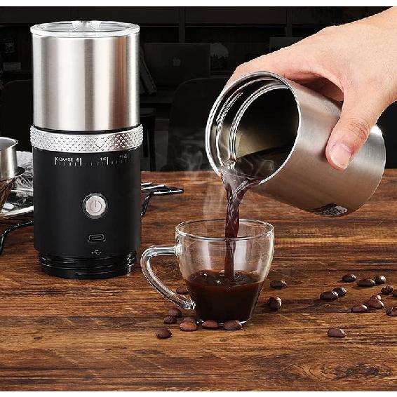 Portable Electric Conical Burr Coffee Grinders, Spice Grinder Electric, Bean Grinder,USB Rechargeable Coffee Maker Stainless Steel Coffee Bean