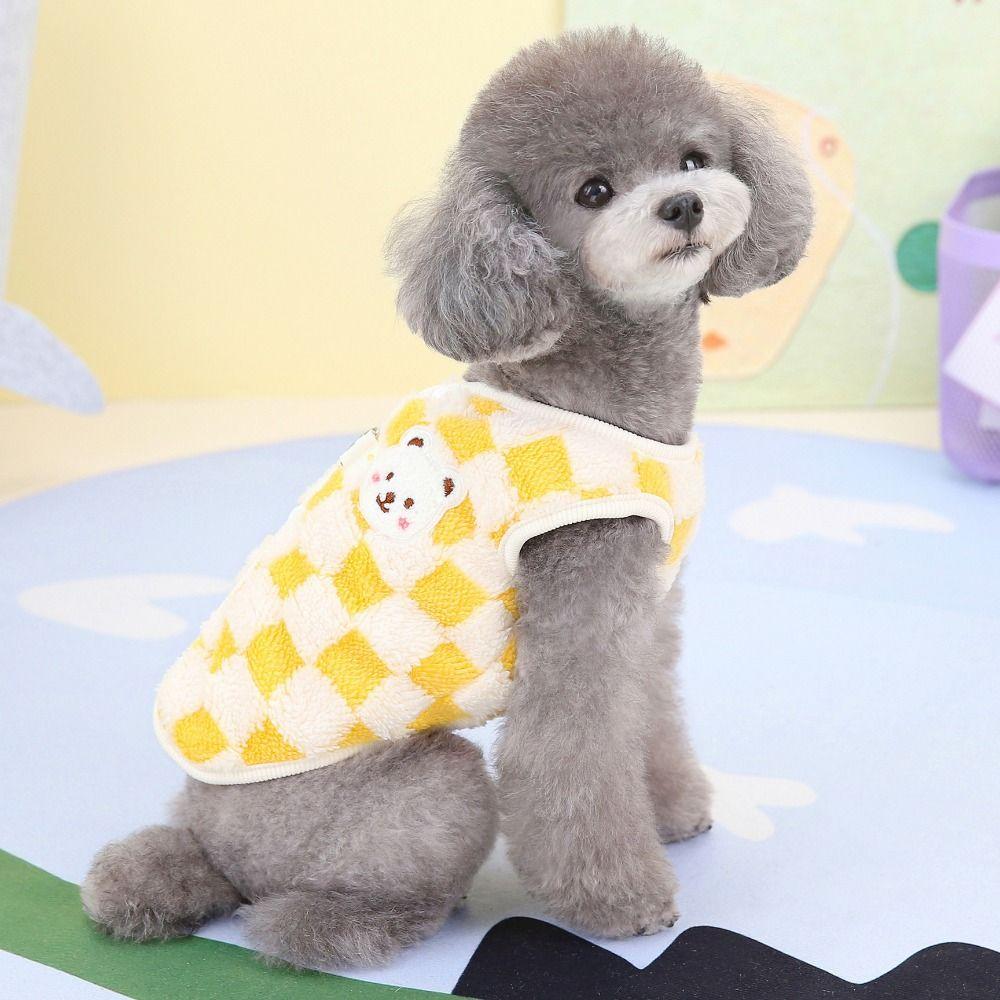 Cartoon Dog Jacket Coat Thickened Puppy Vest Coat Cute Plush Puppy Vest  For Winter and Autumn