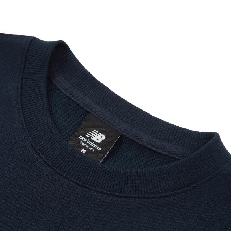 New Balance Essentials Stacked Logo Crew Sweatshirt Asia Sizing 'Navy White' Men's AMT03560-ECL