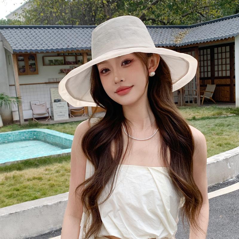 Summer new hat women's big edge sunshade bucket hat versatile outdoor sunscreen sun hat