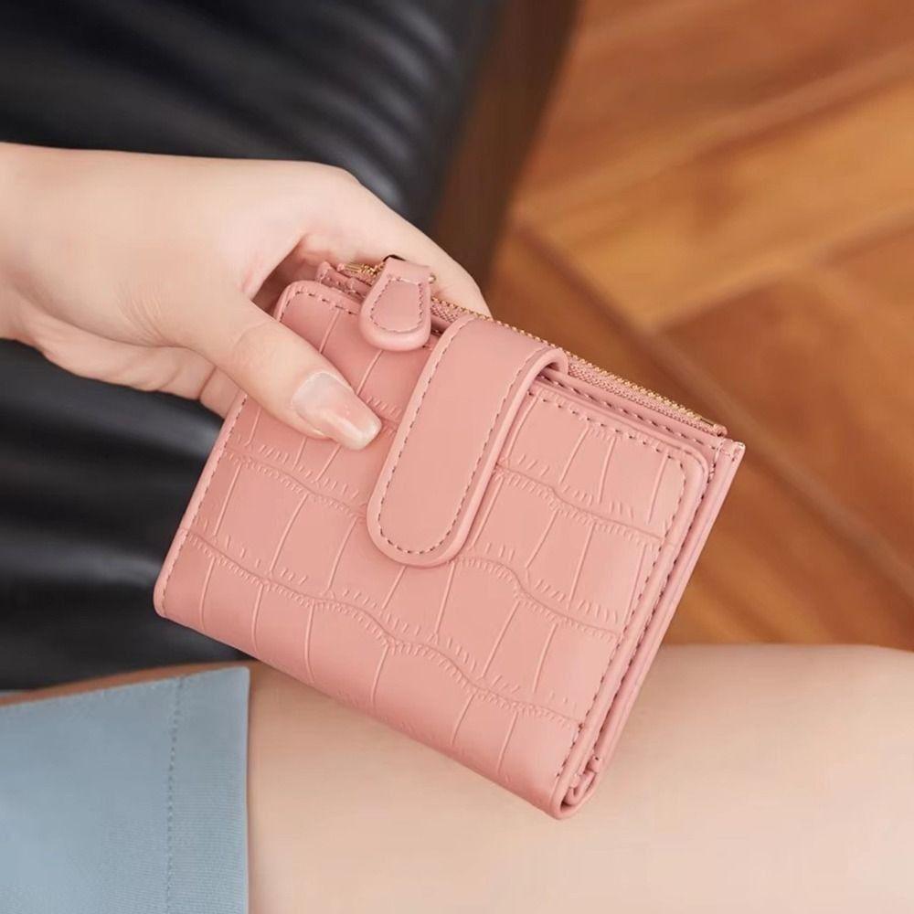 Korean Style Short Wallet Alligator Pattern Women's Wallet Ins Double Fold Wallet  Girl