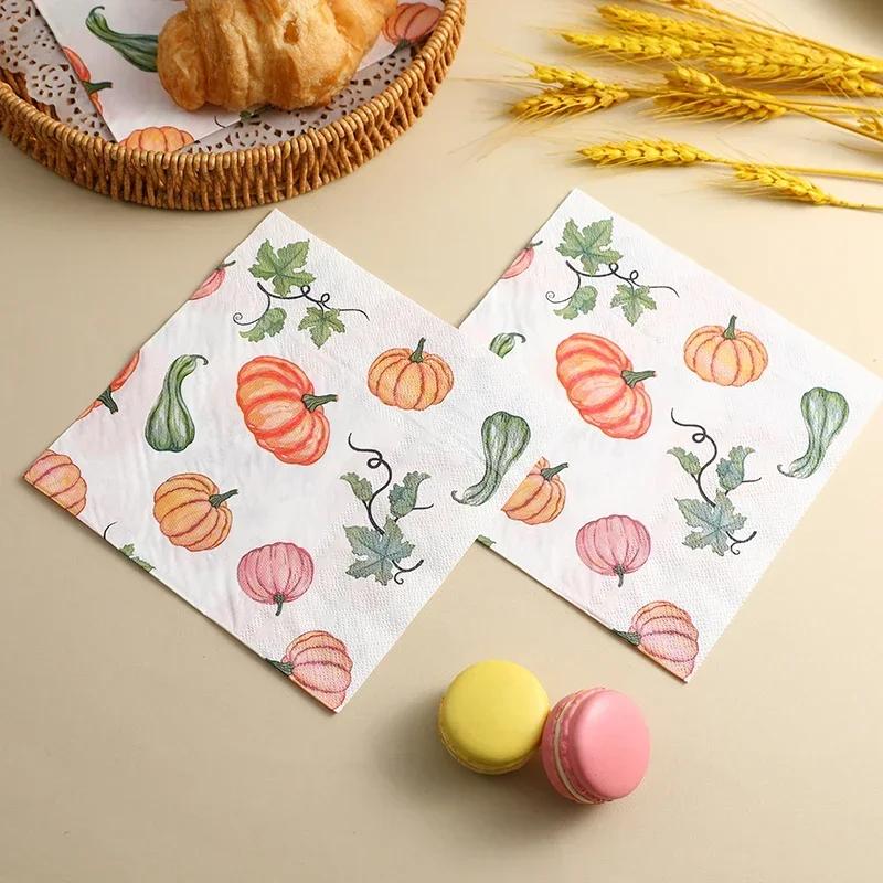 20pcs/Pac 33*33cm 2-Ply Disposable Party Napkin Thanksgiving Pattern